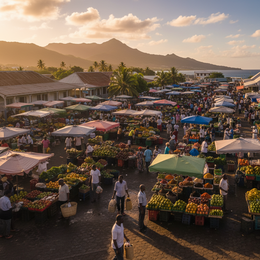Port Louis Central Market colorful spices souvenirs shopping