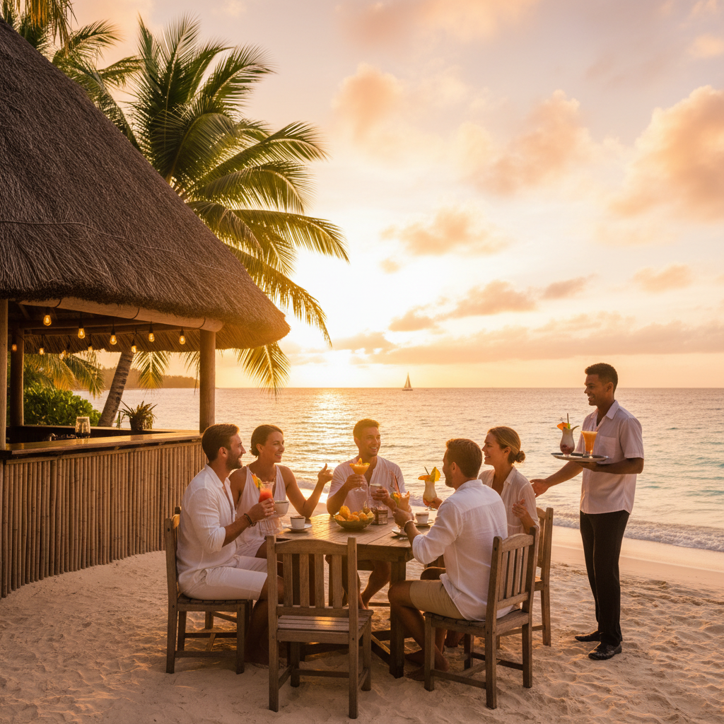 Grand Baie Mauritius nightlife bar sunset boulevard tropical