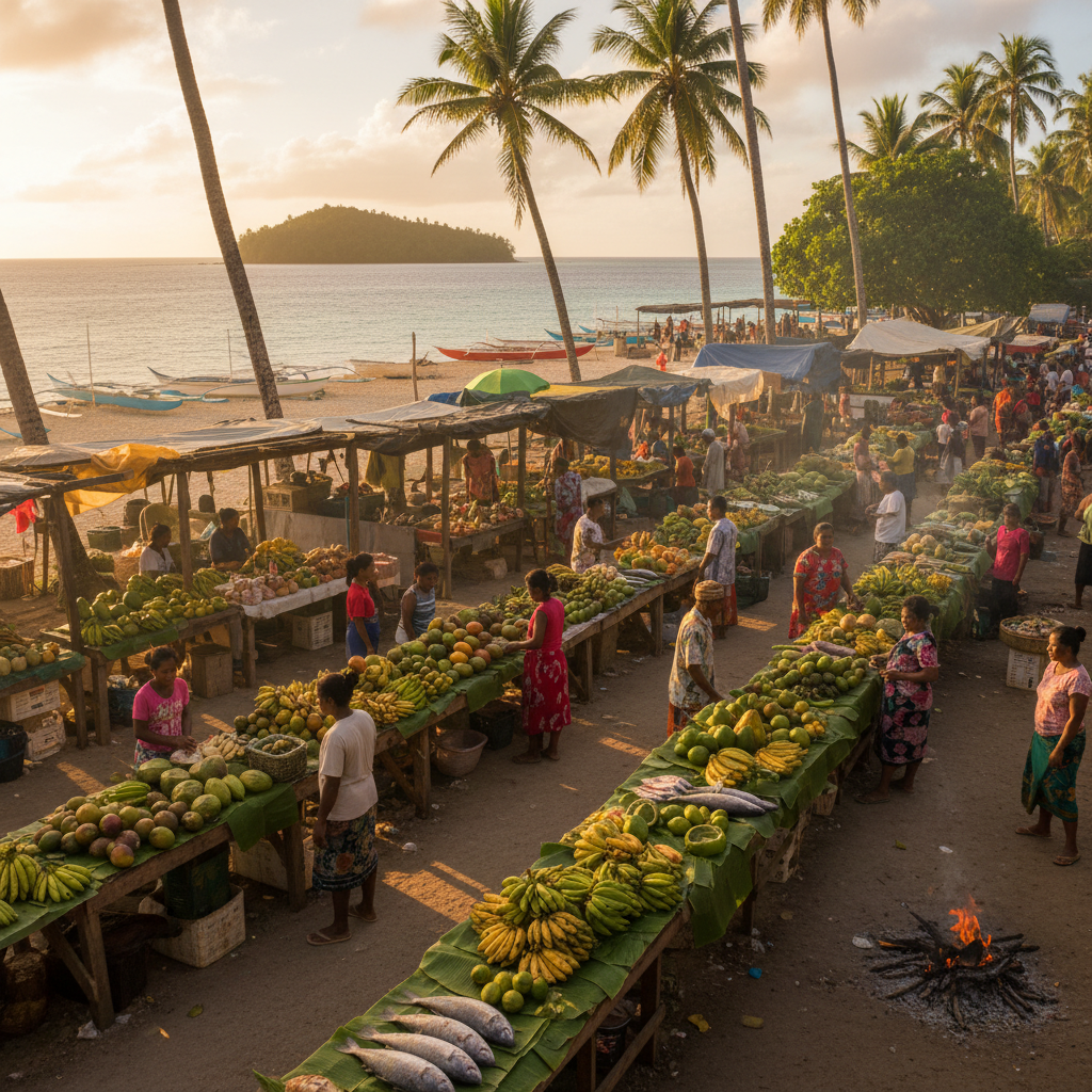 Micronesia local economy market scene horizontal