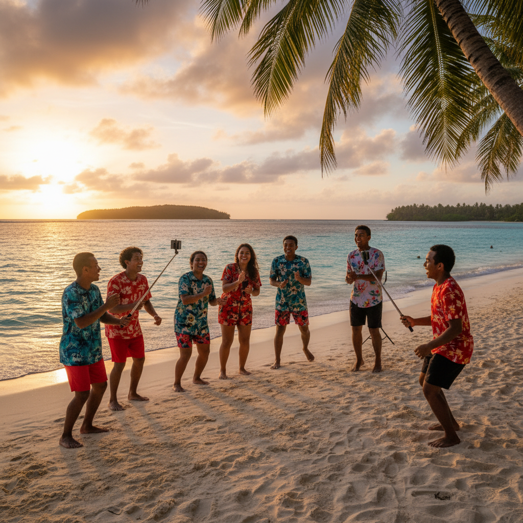 Micronesia youth participating in social media trends horizontal