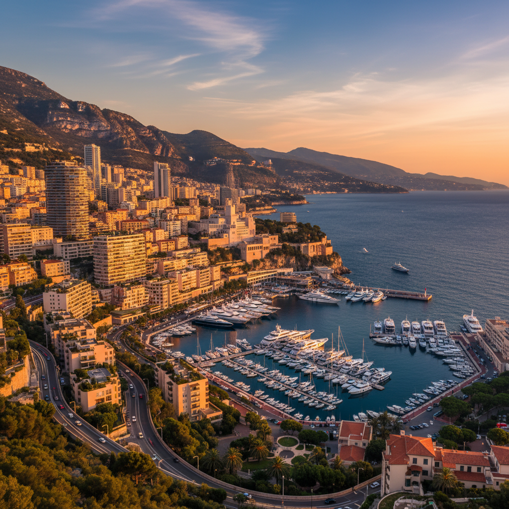Monte Carlo Monaco Casino harbor luxury yachts Mediterranean aerial view