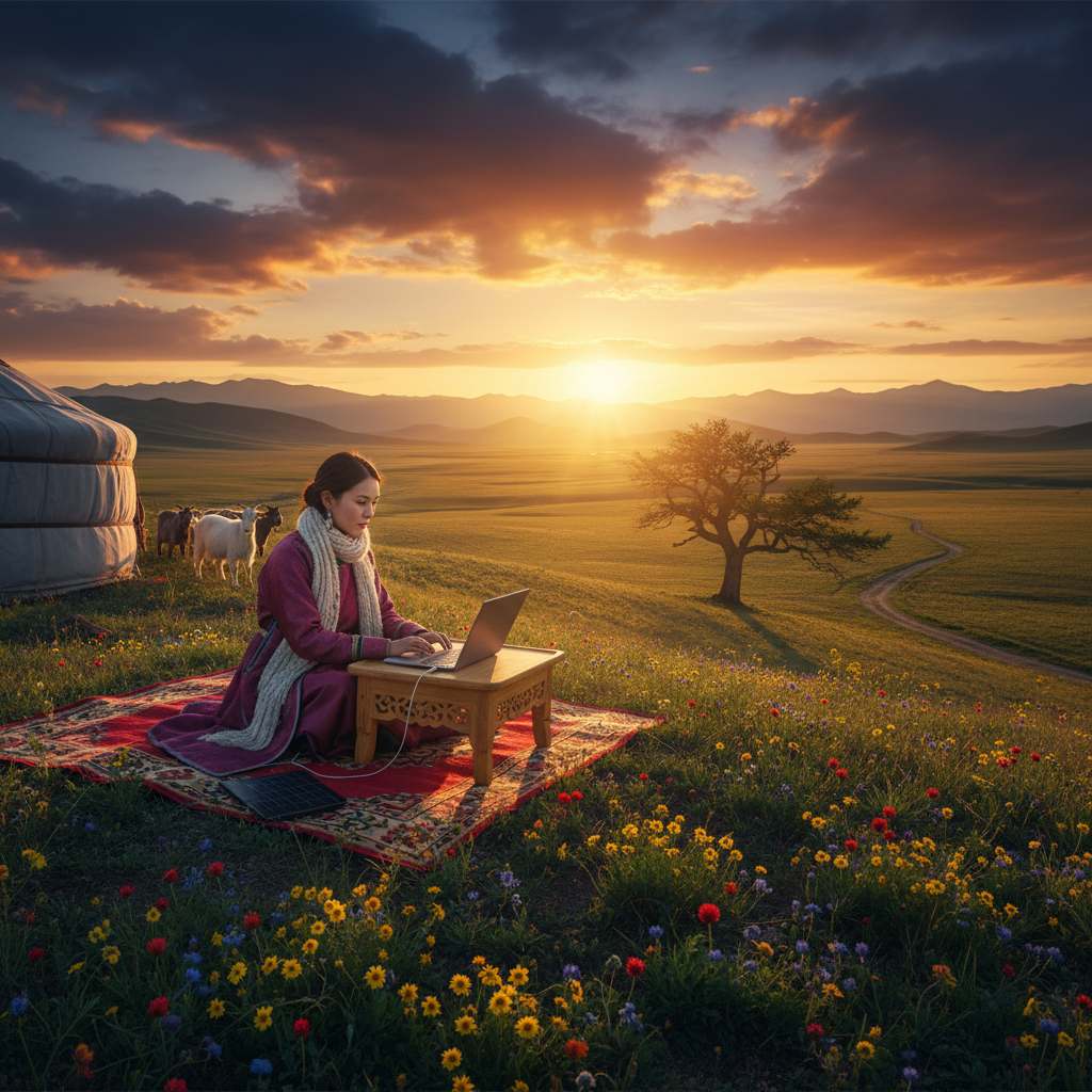 Mongolian entrepreneur working