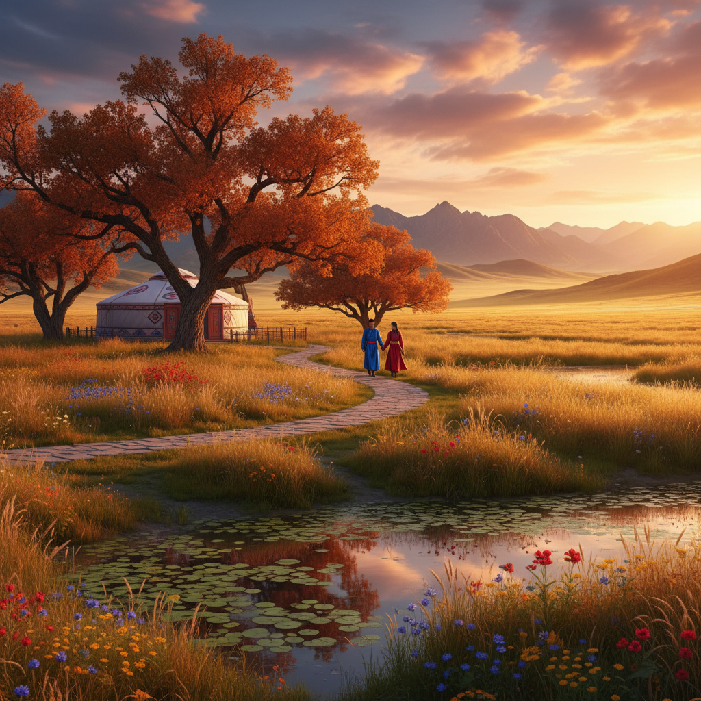 Romantic park scene Mongolia