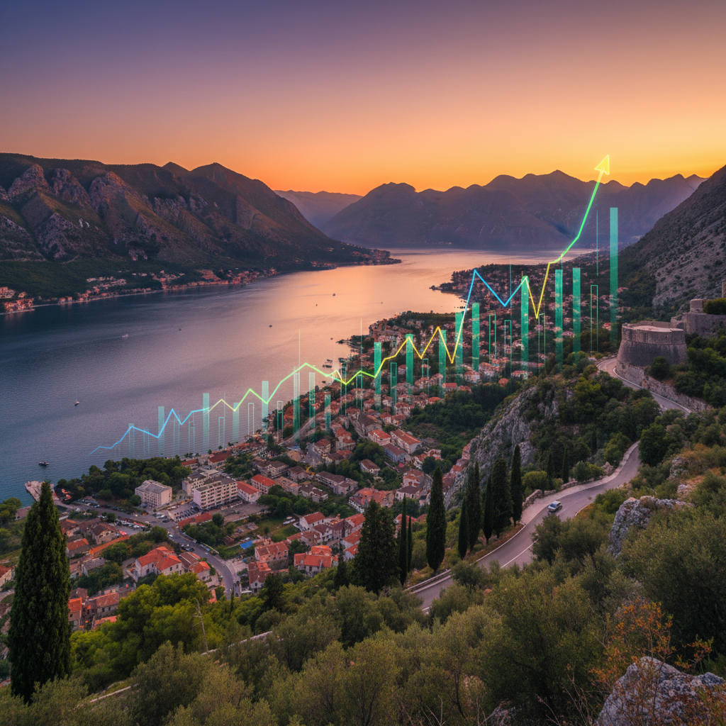 Montenegro Kotor old town walls aerial view, medieval architecture