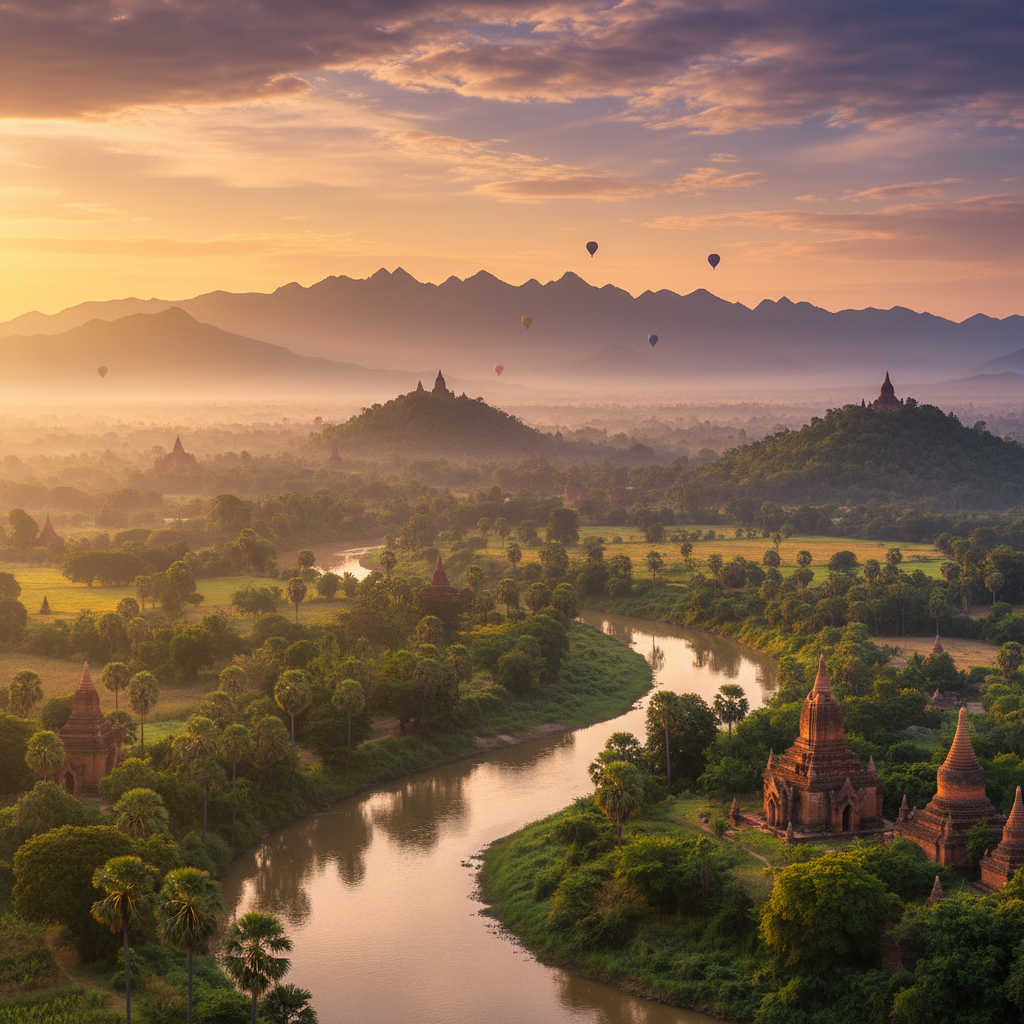 Modern hotel lobby, Myanmar, horizontal photo