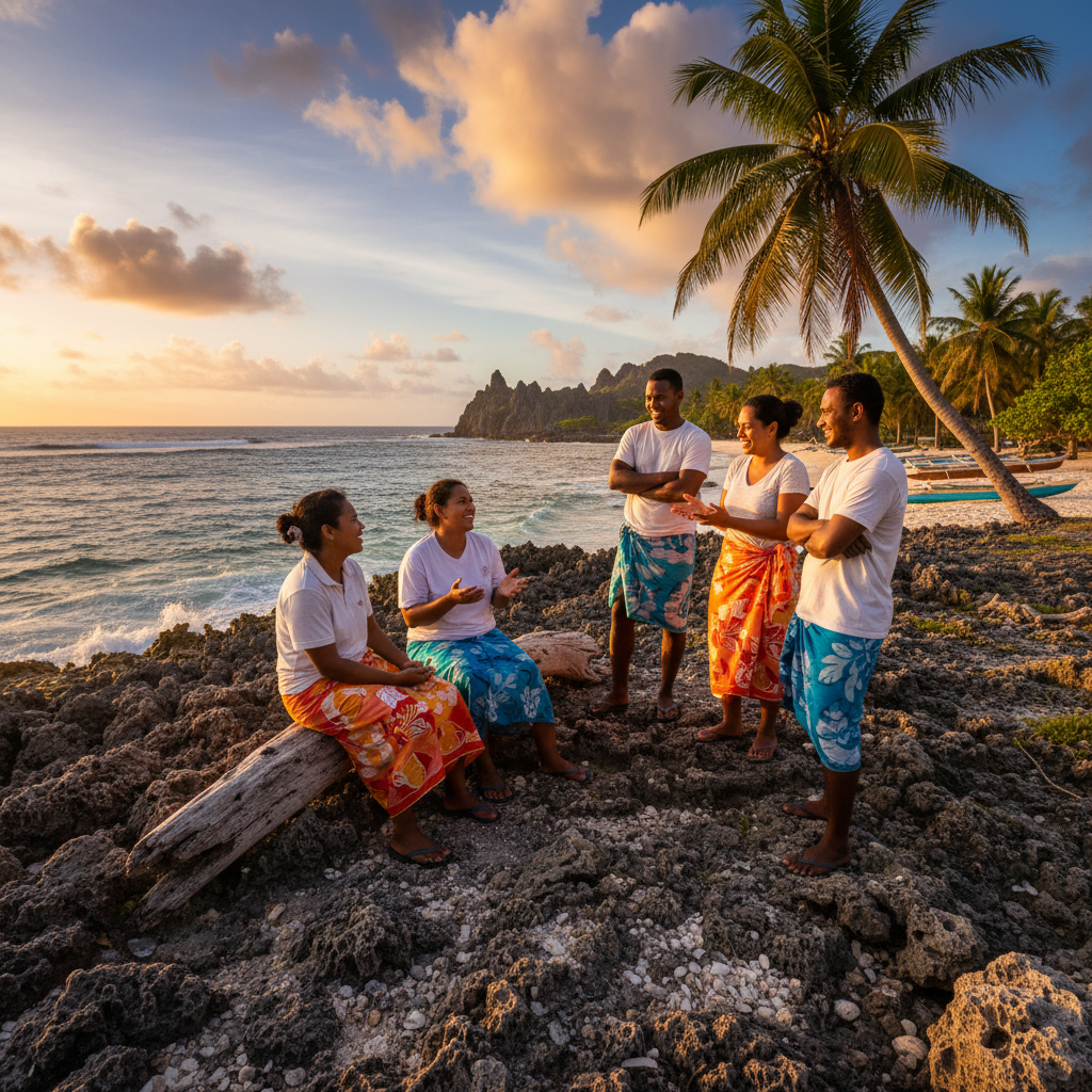 Nauru friends chatting outdoors