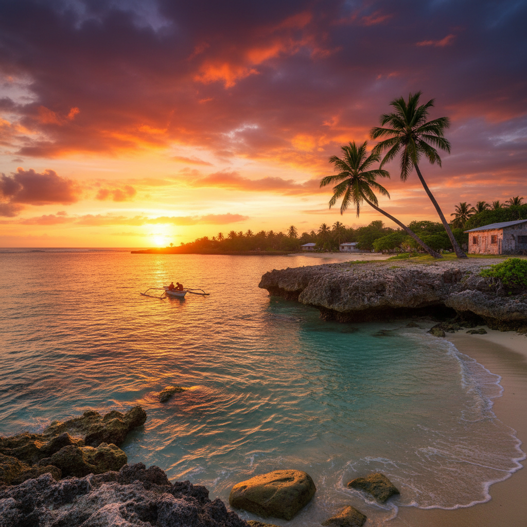 Nauru romantic sunset view
