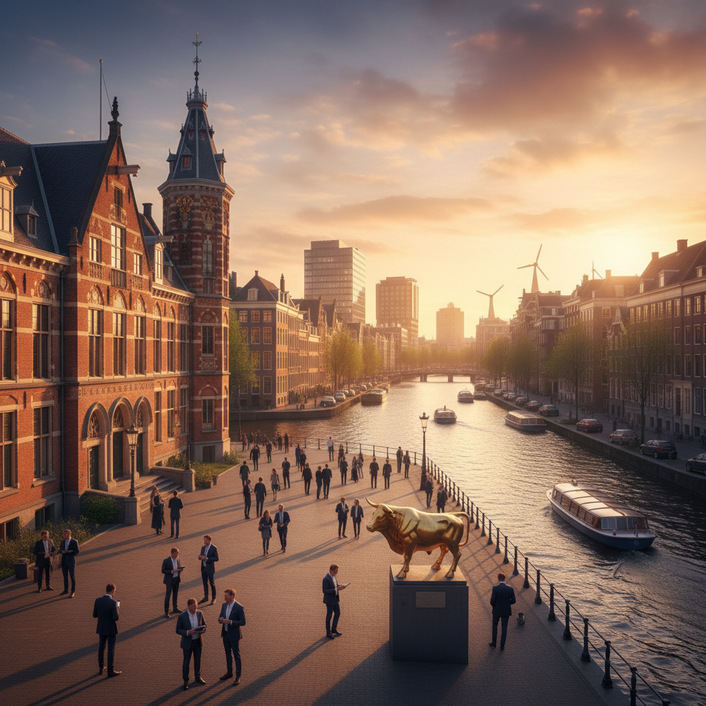 Dutch economy, Amsterdam stock exchange, horizontal photo