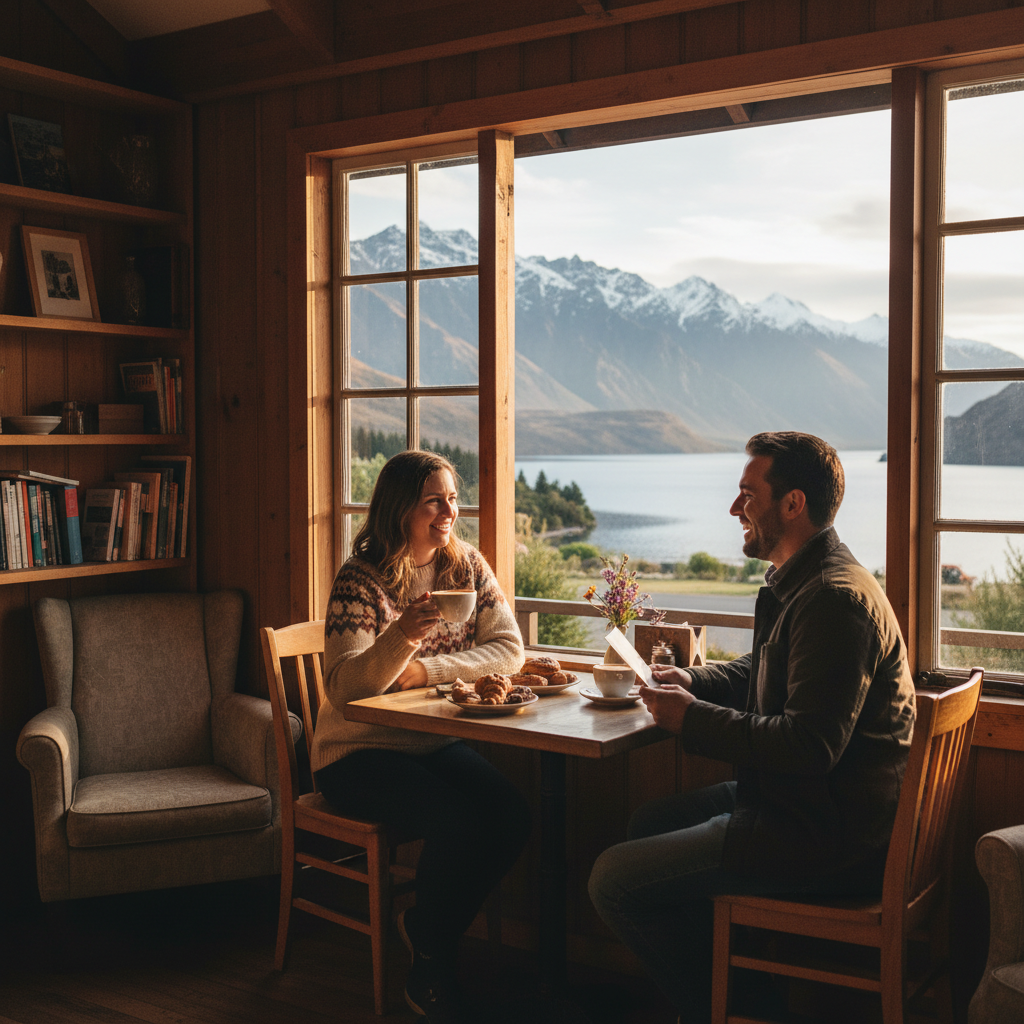 couple on a date in a New Zealand cafe