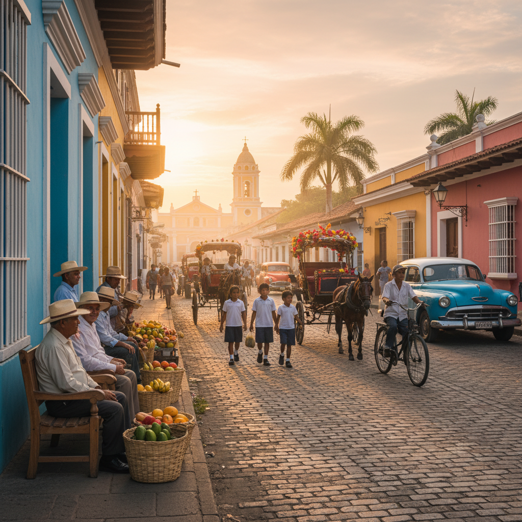 Nicaragua city street vibrant horizontal