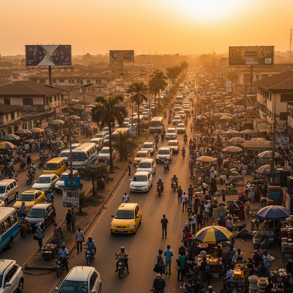 Lagos street life vibrant horizontal