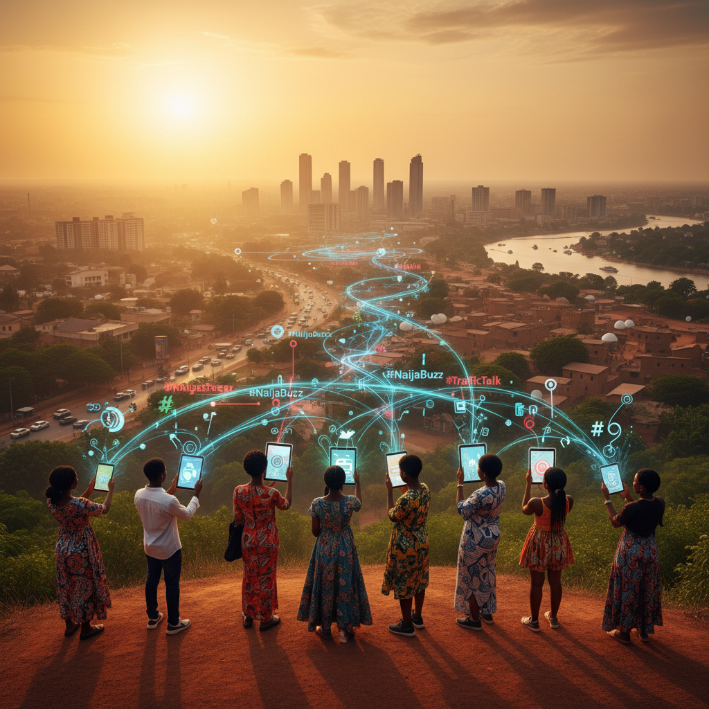 Young Nigerians using smartphones trends horizontal