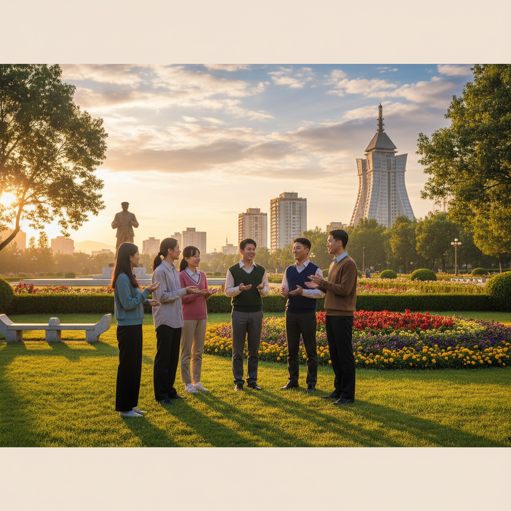 North Korea propaganda posters national pride symbols vibrant colors horizontal