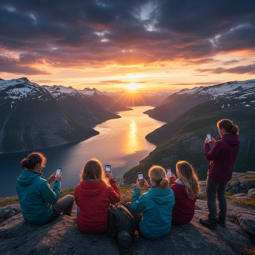 Young adults using smartphones Norway trend horizontal