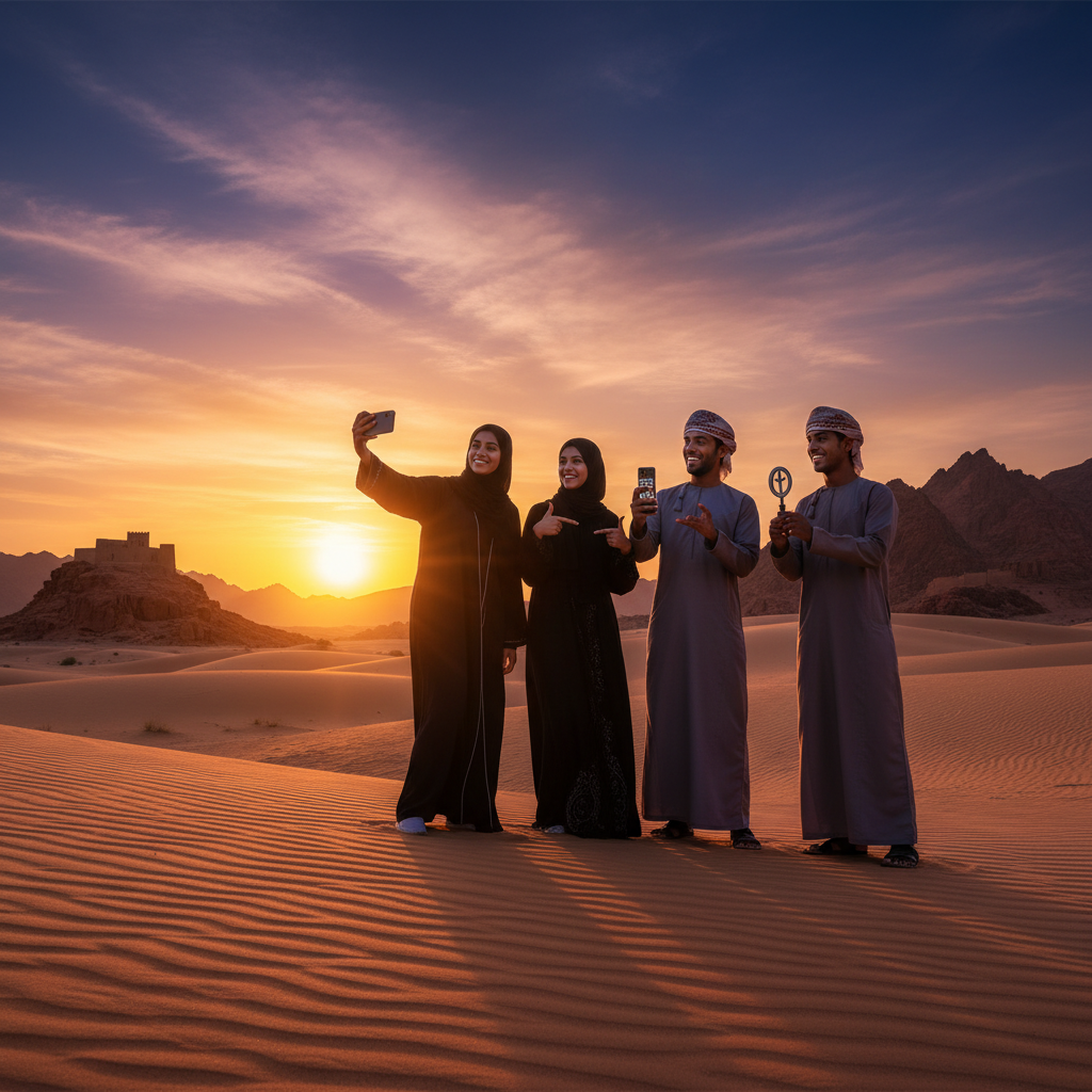 Oman youth using smartphones