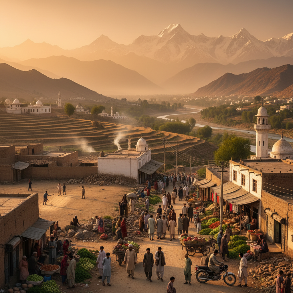 Pakistan cityscape social media icons overlay