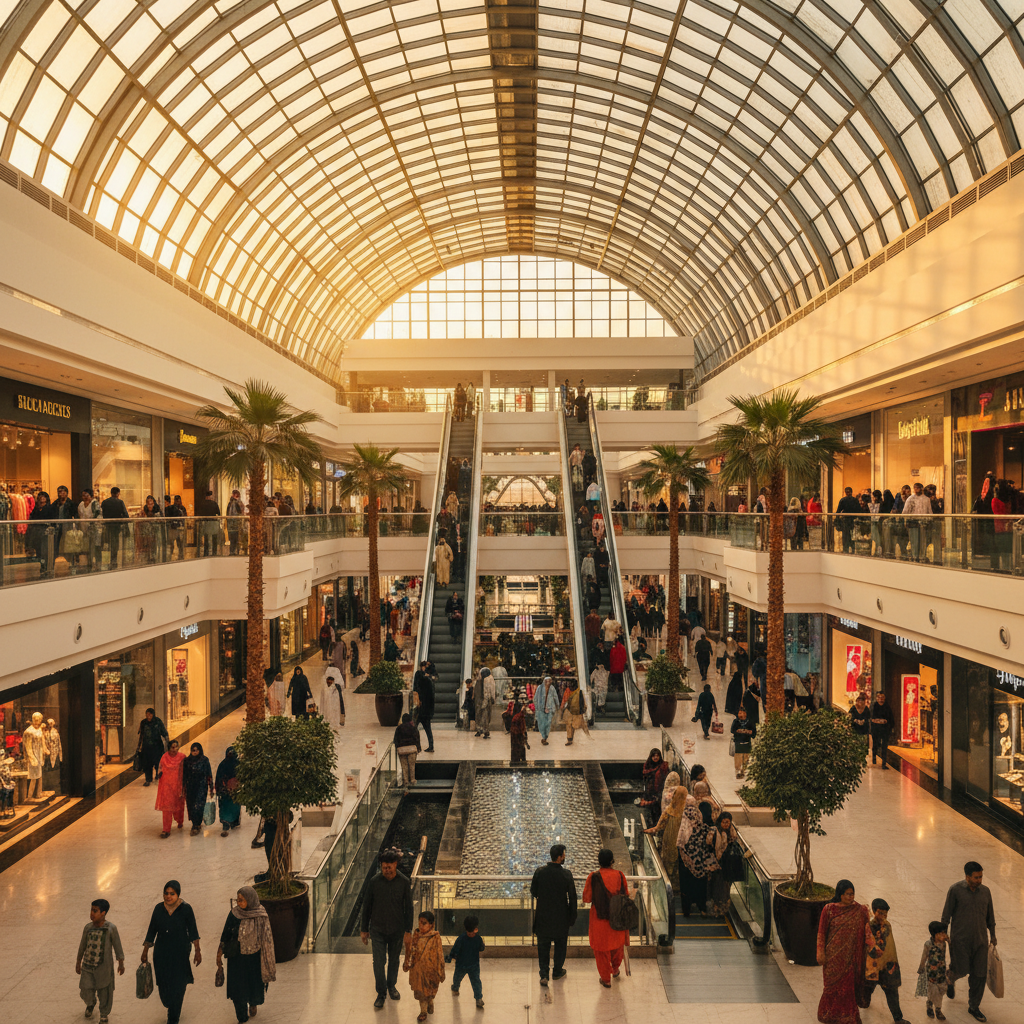 Modern shopping mall Karachi Pakistan teenagers