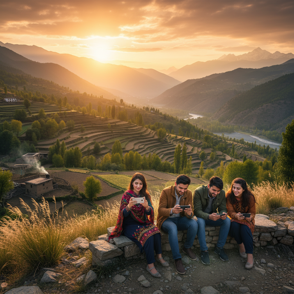 Young Pakistanis using smartphones TikTok trends