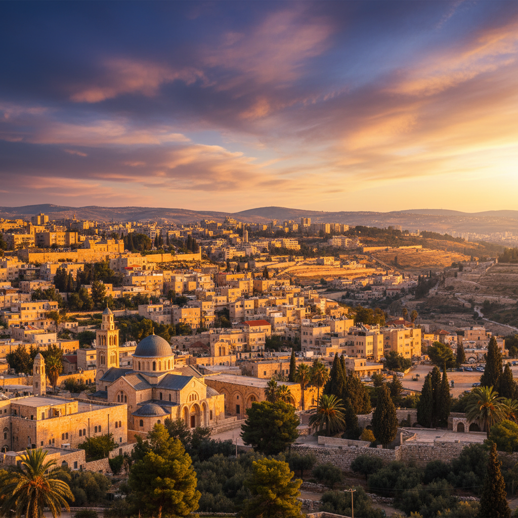 cityscape of Ramallah or Bethlehem