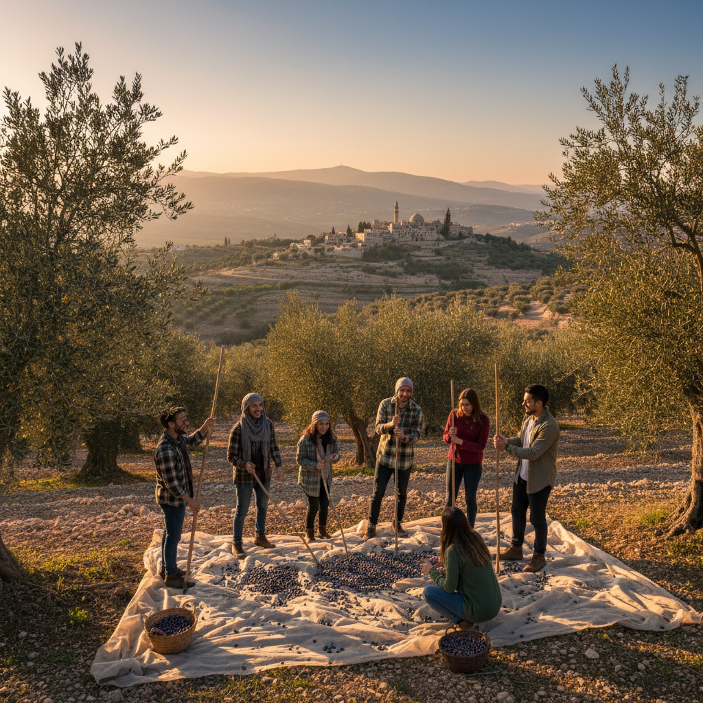 group of friends joining an activity in Palestine