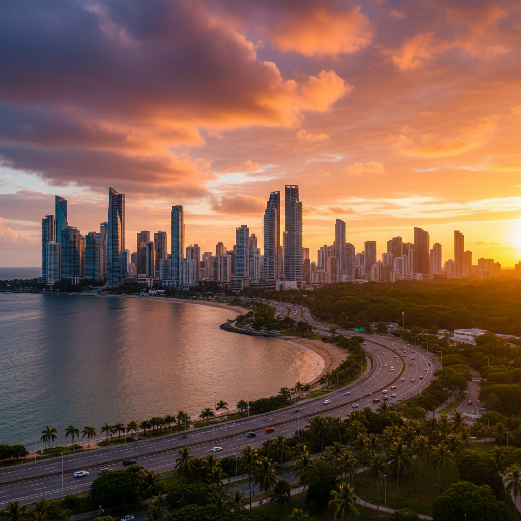 Panama City skyline overview, horizontal