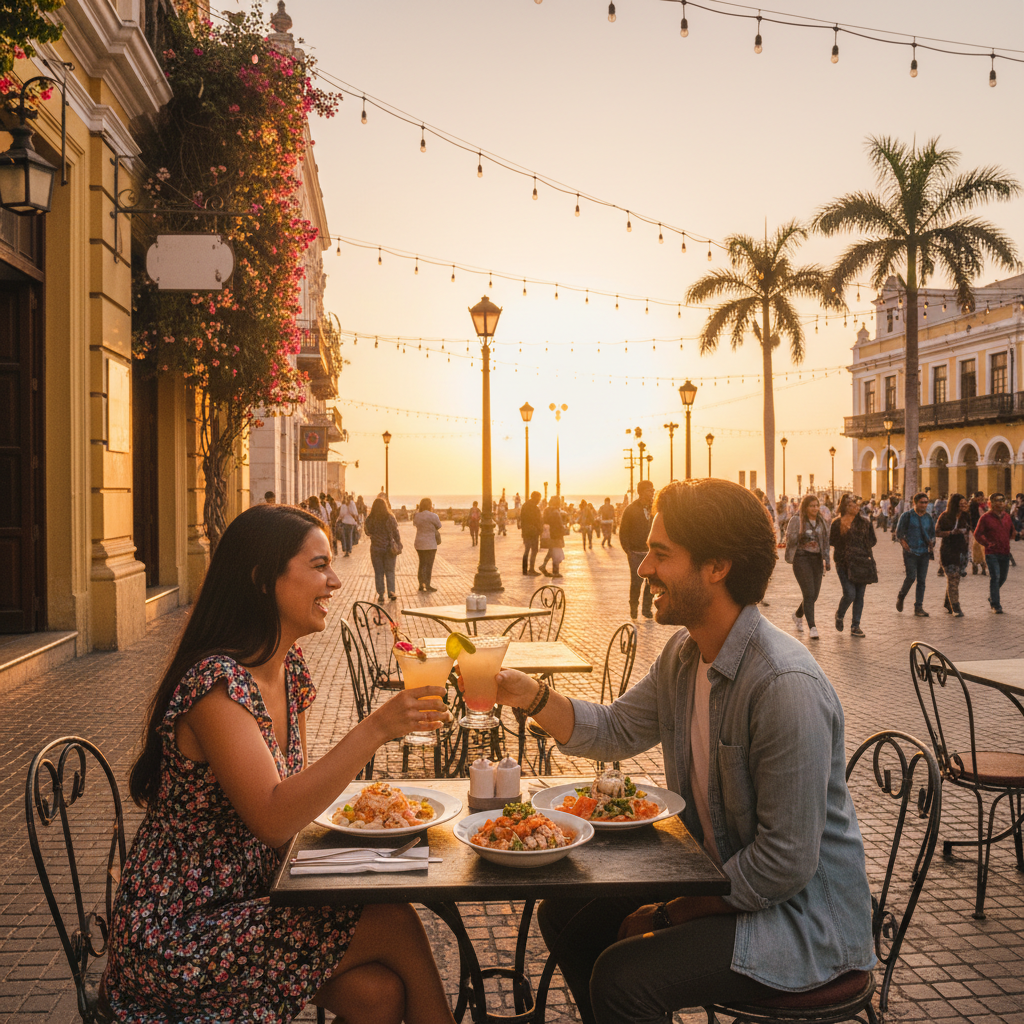 couple on a date in a Lima cafe horizontal