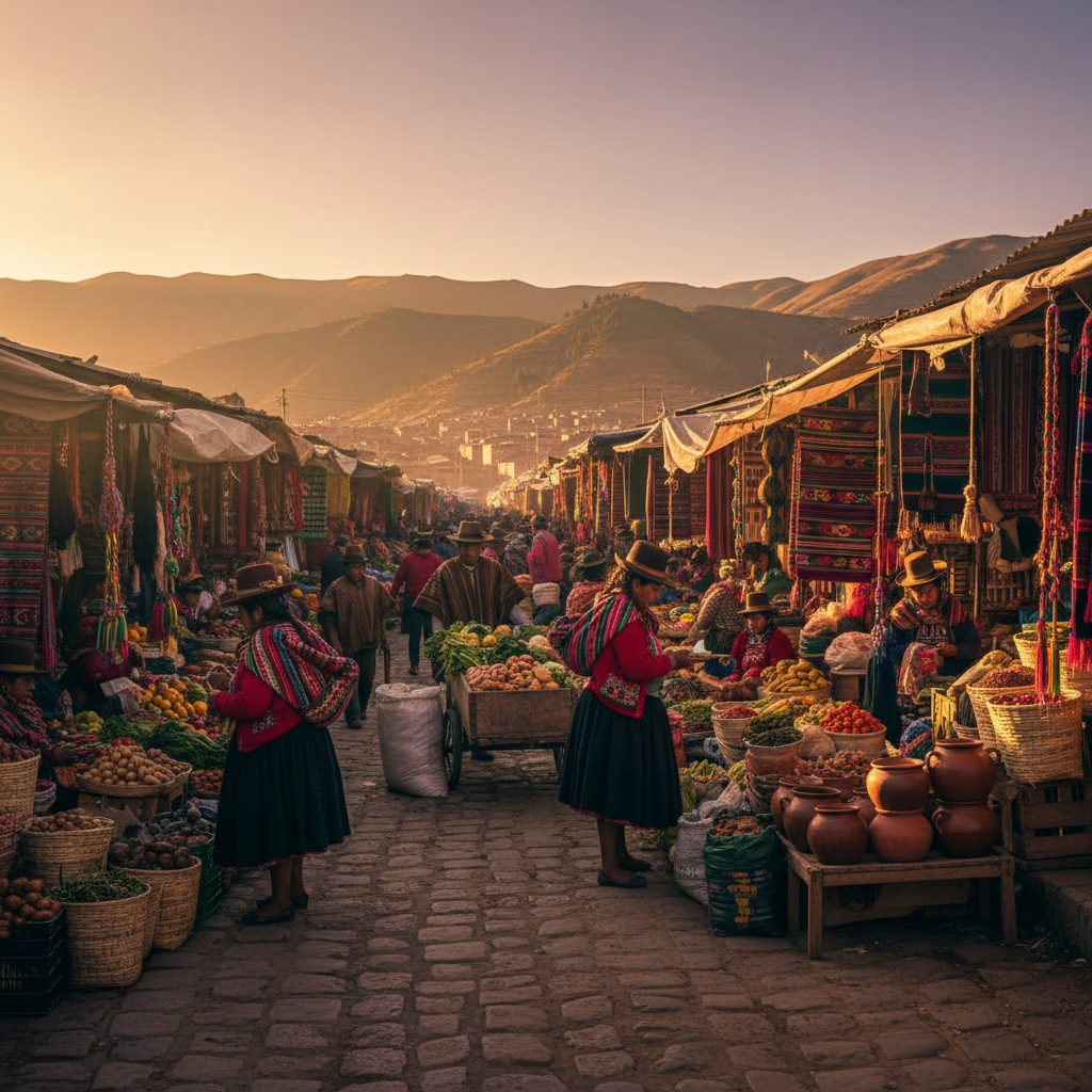economic activity in a Peruvian market horizontal