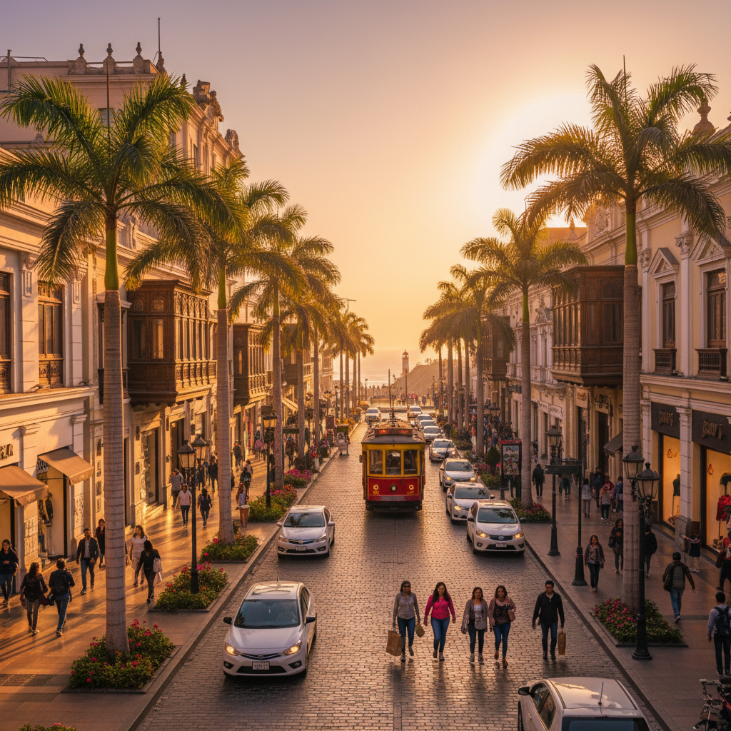 shopping street in Miraflores Peru horizontal