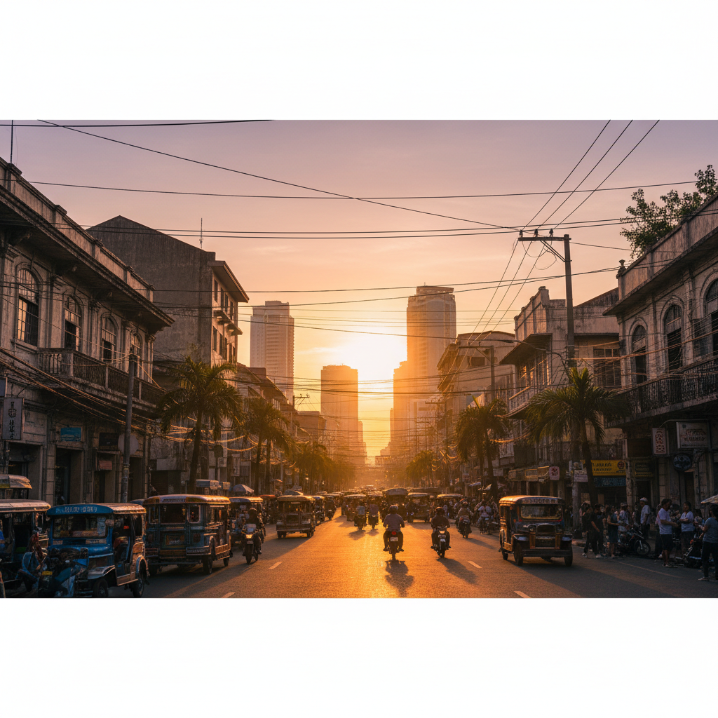 Manila street city scene horizontal