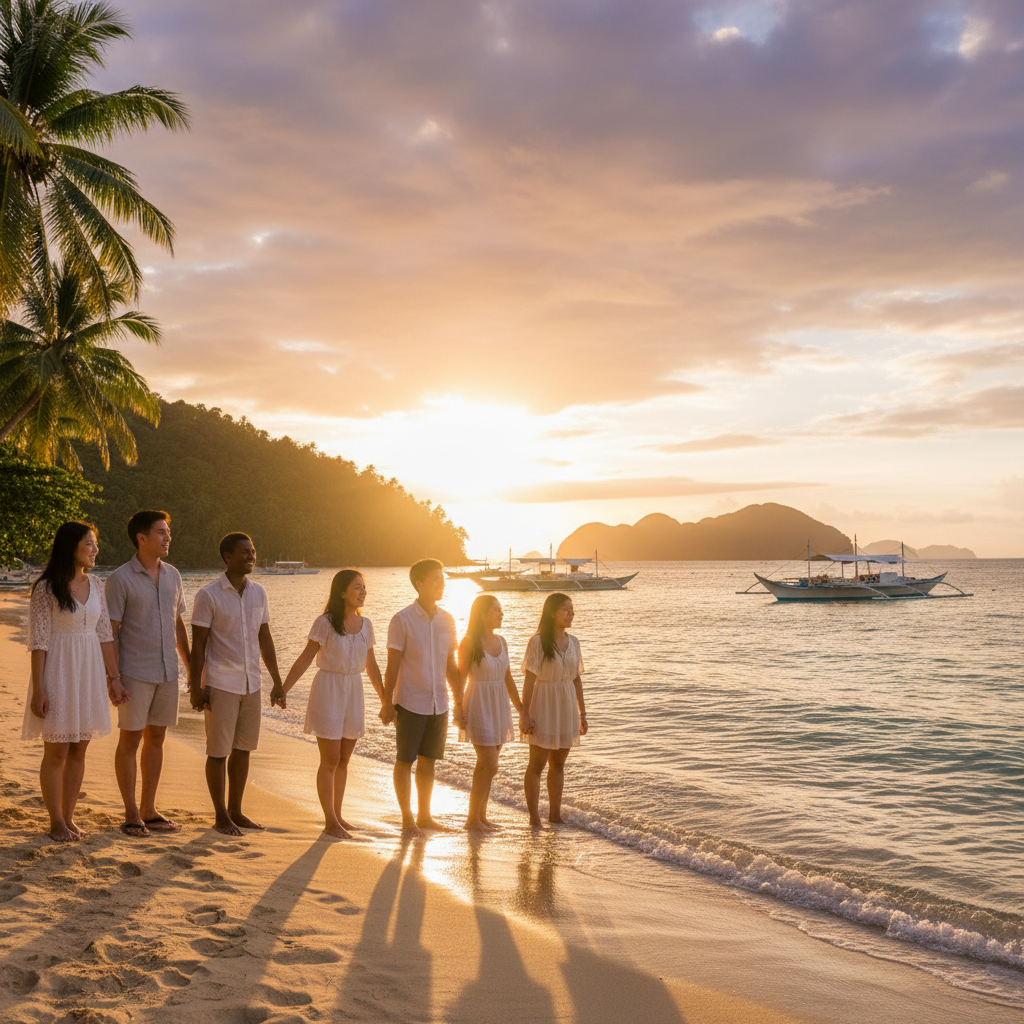 Group of diverse young adults joining hands Philippines horizontal