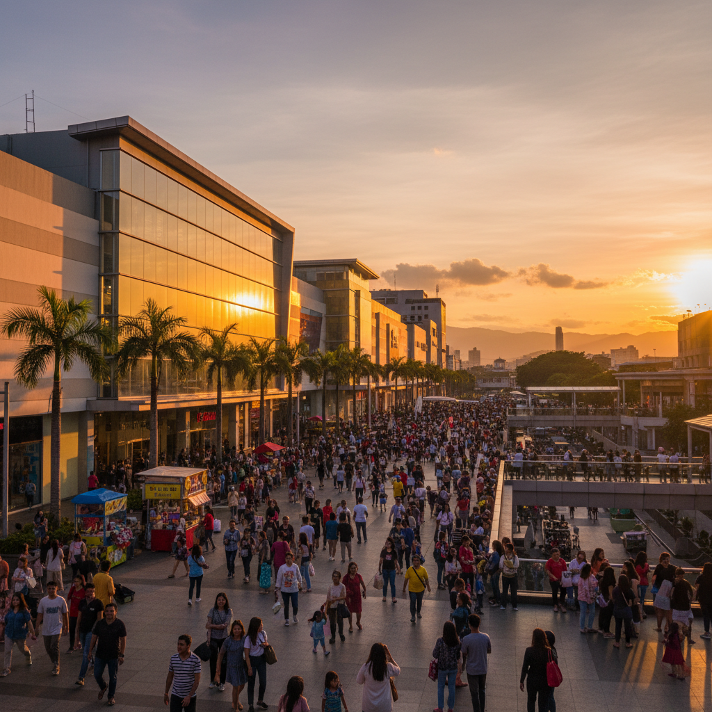 Bustling shopping mall in the Philippines horizontal