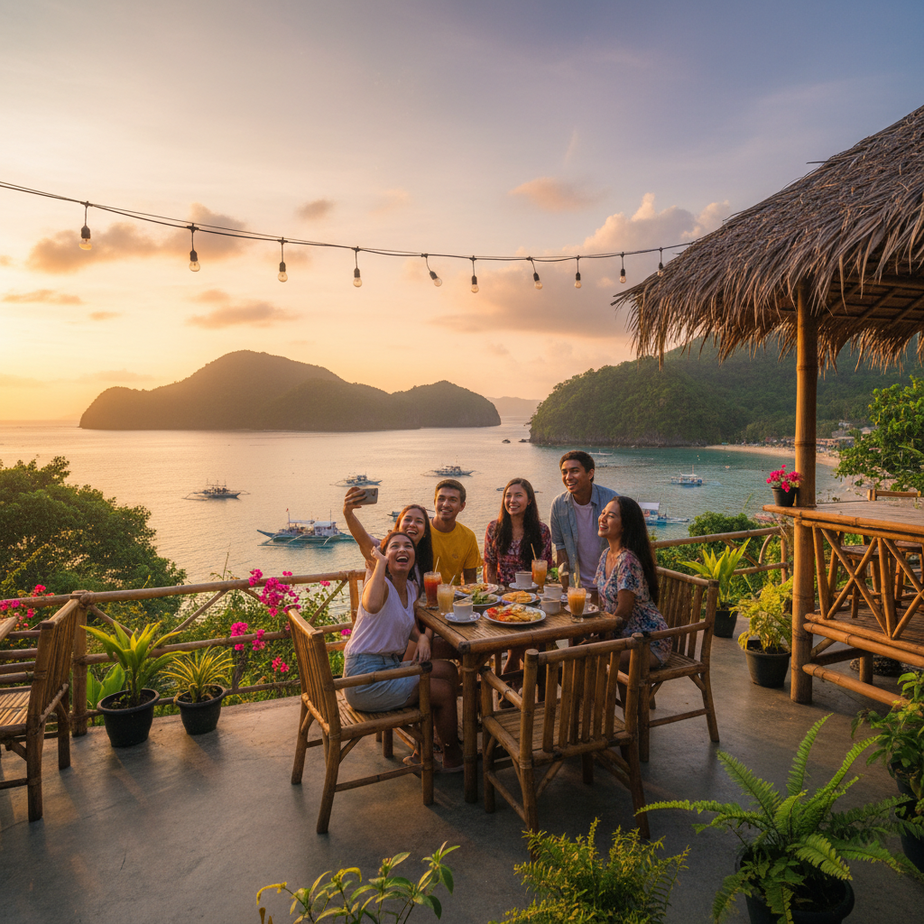 Friends meeting at a cafe Philippines horizontal