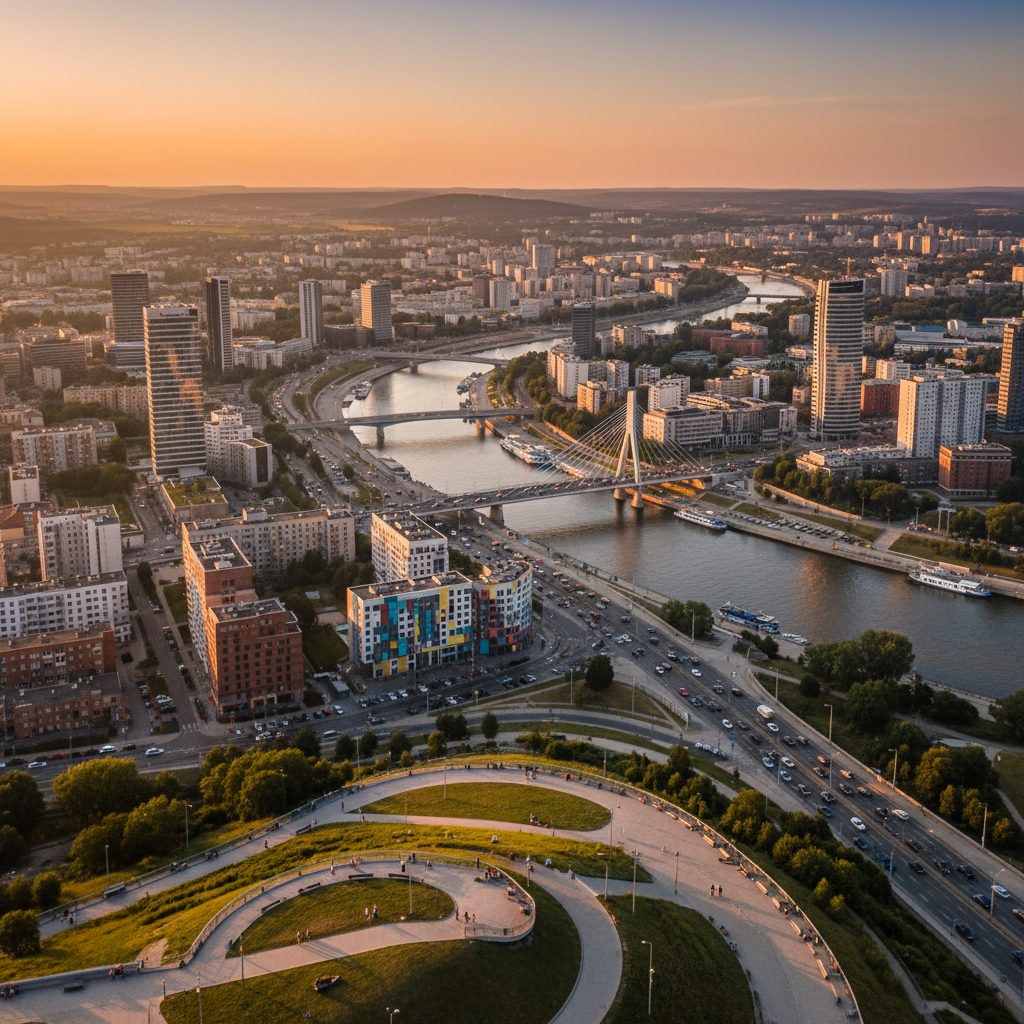 overview of modern Poland cityscape, horizontal
