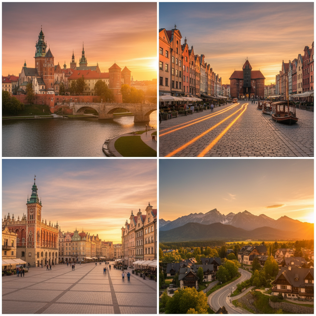 Krakow Gdansk Wroclaw Zakopane Poland travel cities collage