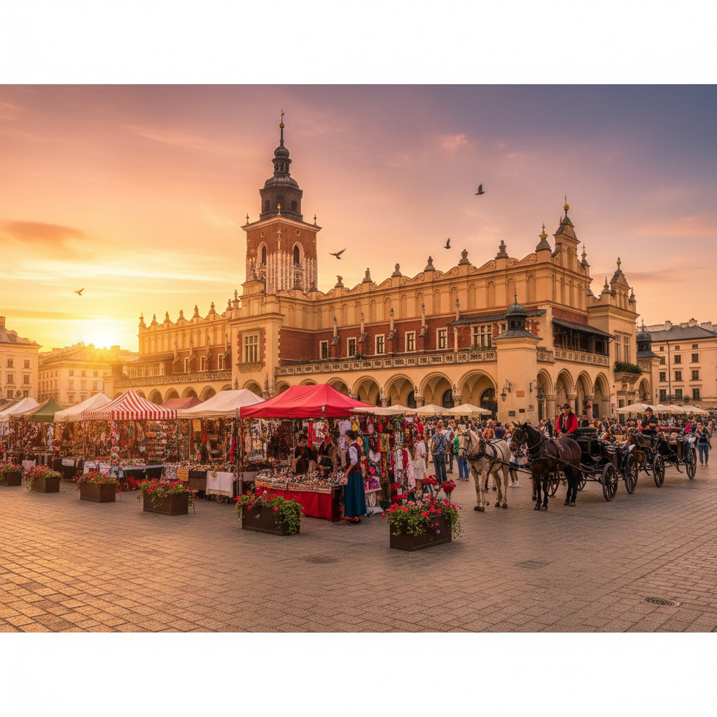 Krakow Sukiennice cloth hall shopping traditional crafts