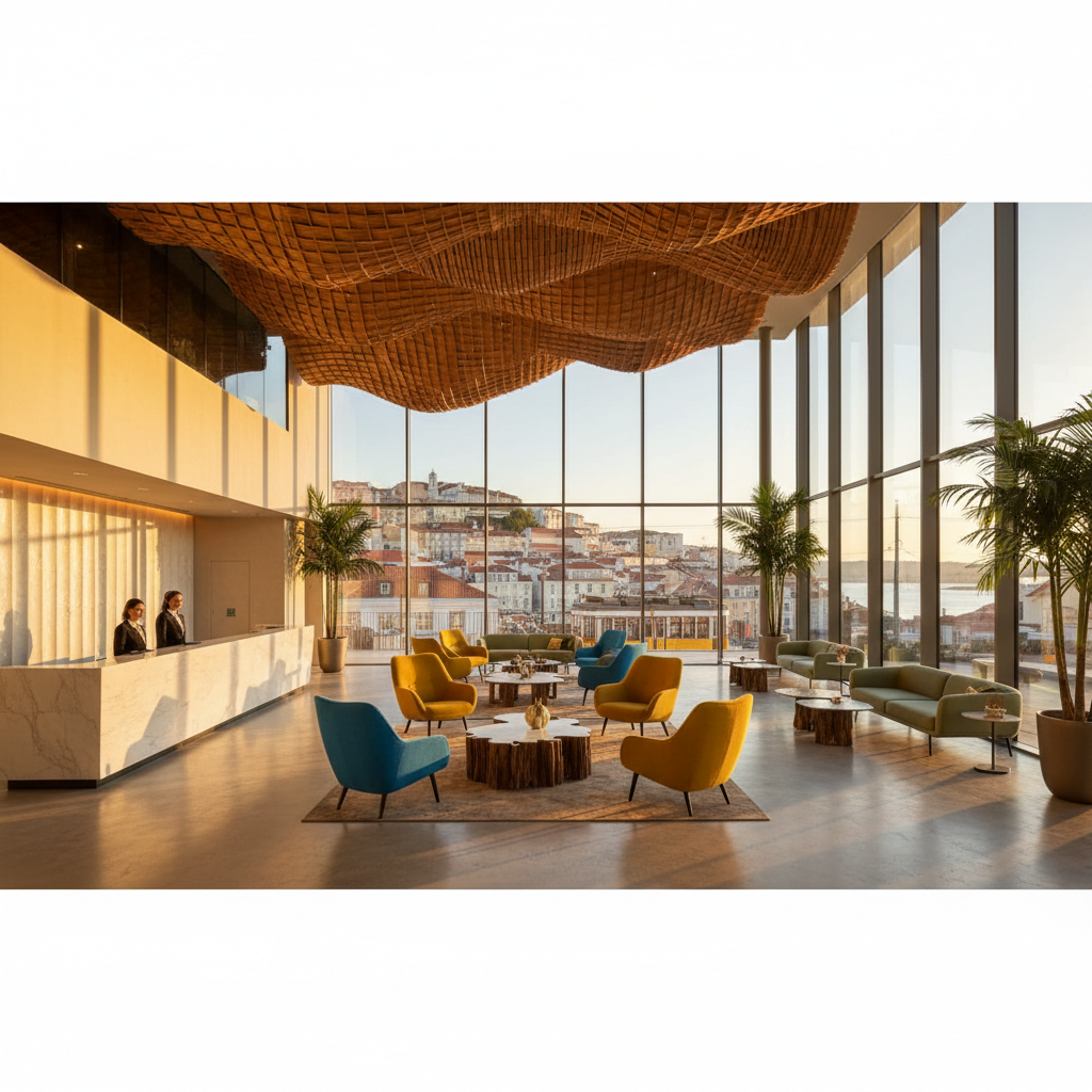 Modern hotel lobby Lisbon Portugal