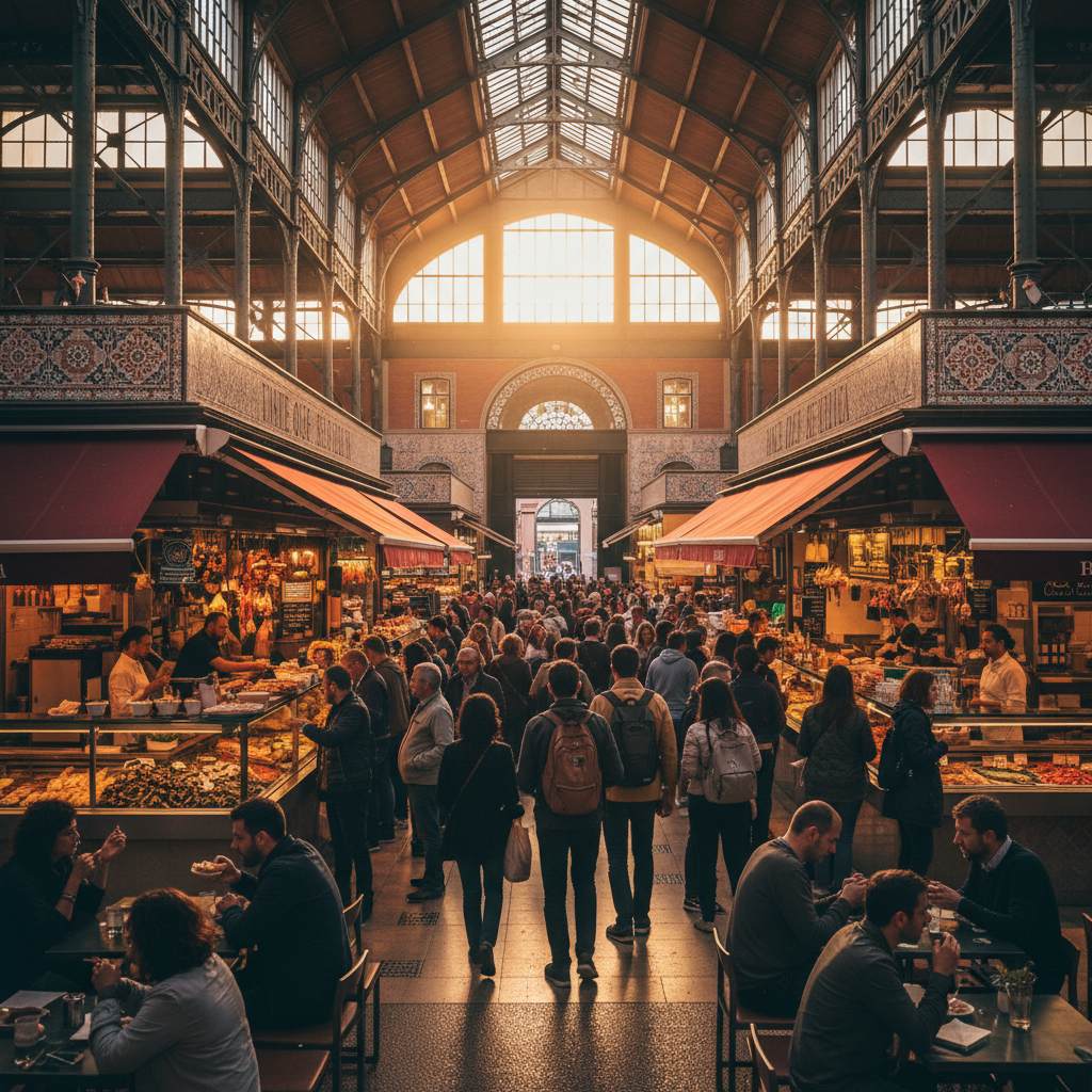 People shopping at Mercado da Ribeira Lisbon