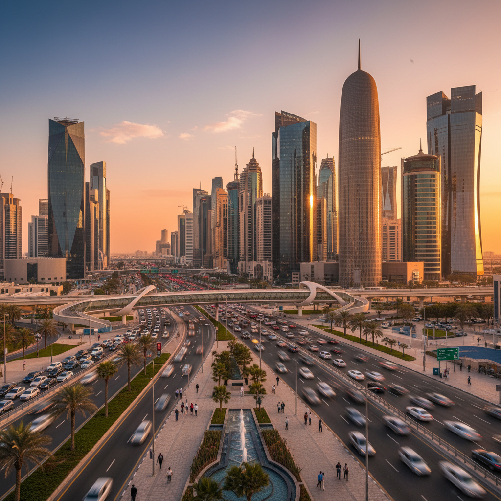 modern architecture and economic development in Qatar, horizontal