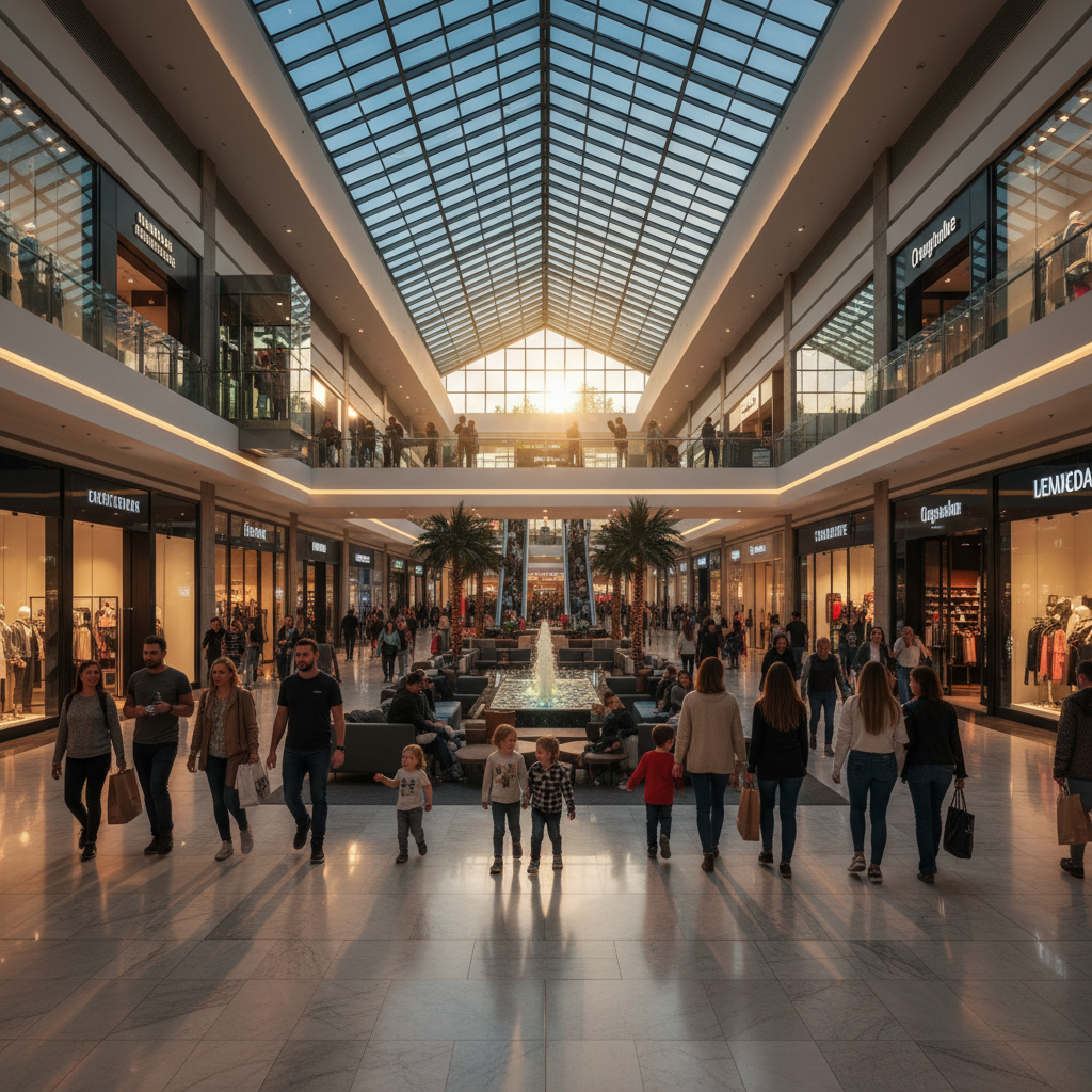 bustling interior of Villaggio Mall in Qatar, horizontal