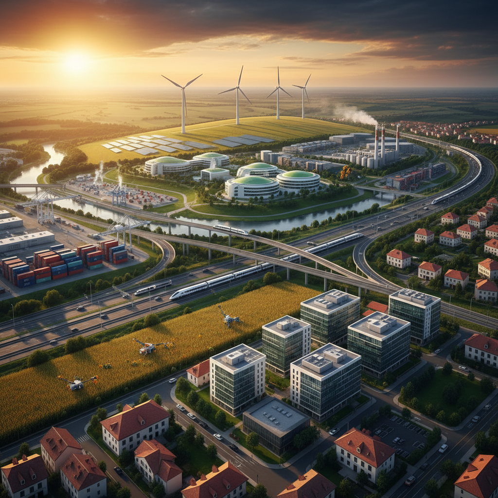 Romania economy growing abstract horizontal