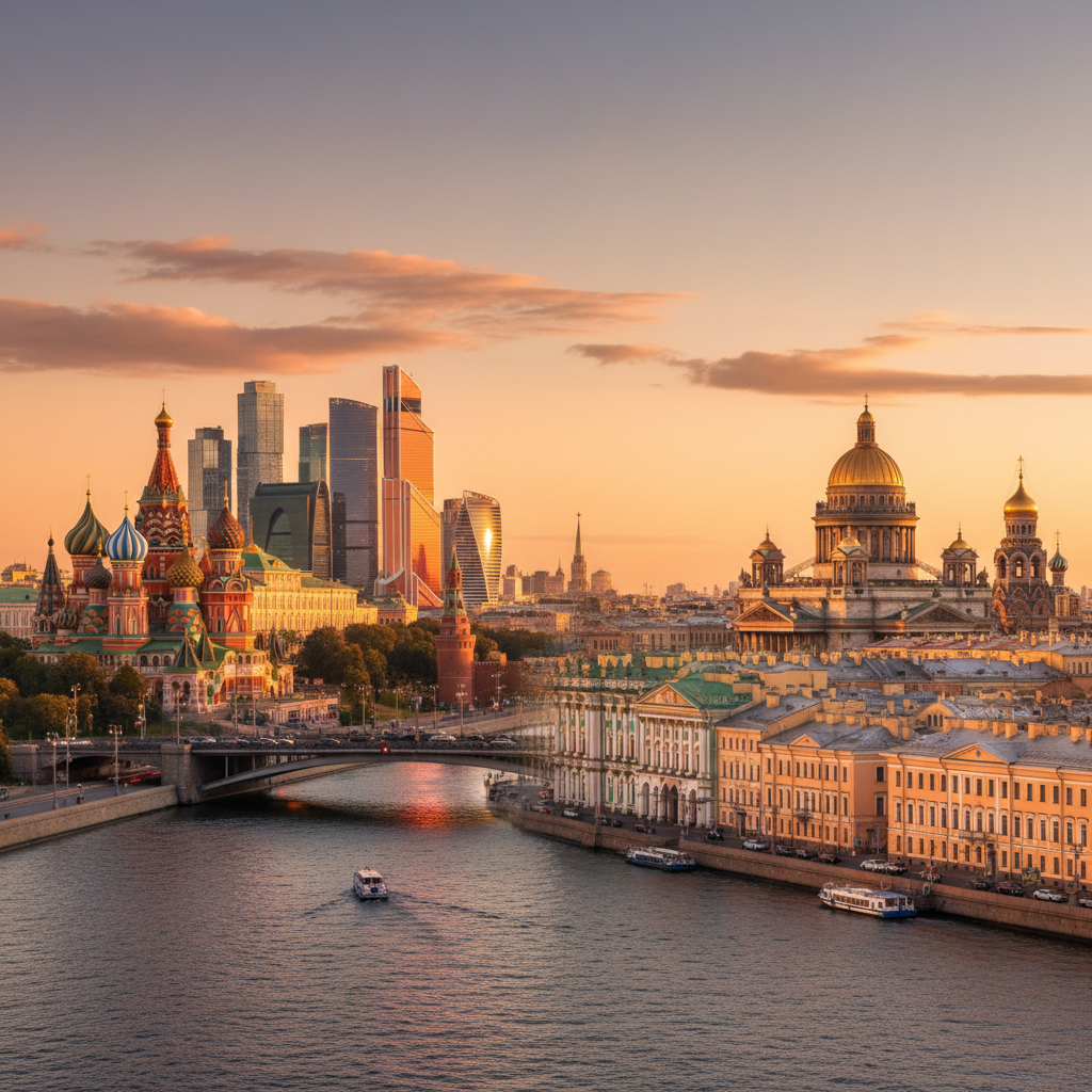 vibrant city street in Russia