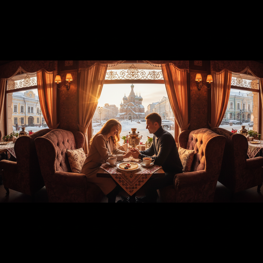 romantic evening walk in a Russian park