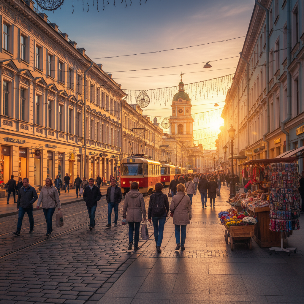 shopping street in a Russian city