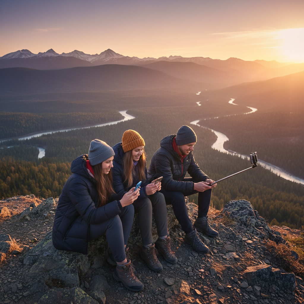 young adults using smartphones in Russia