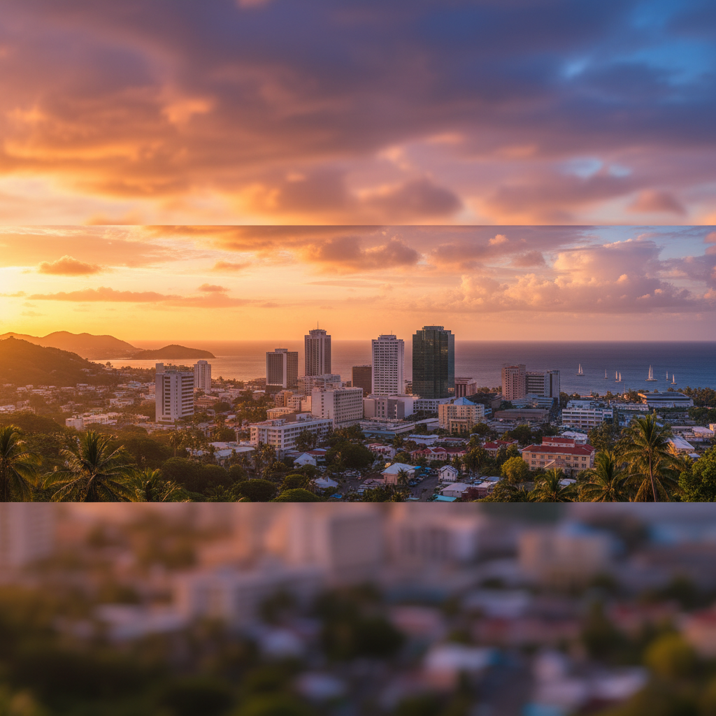 financial district skyline in Basseterre, horizontal
