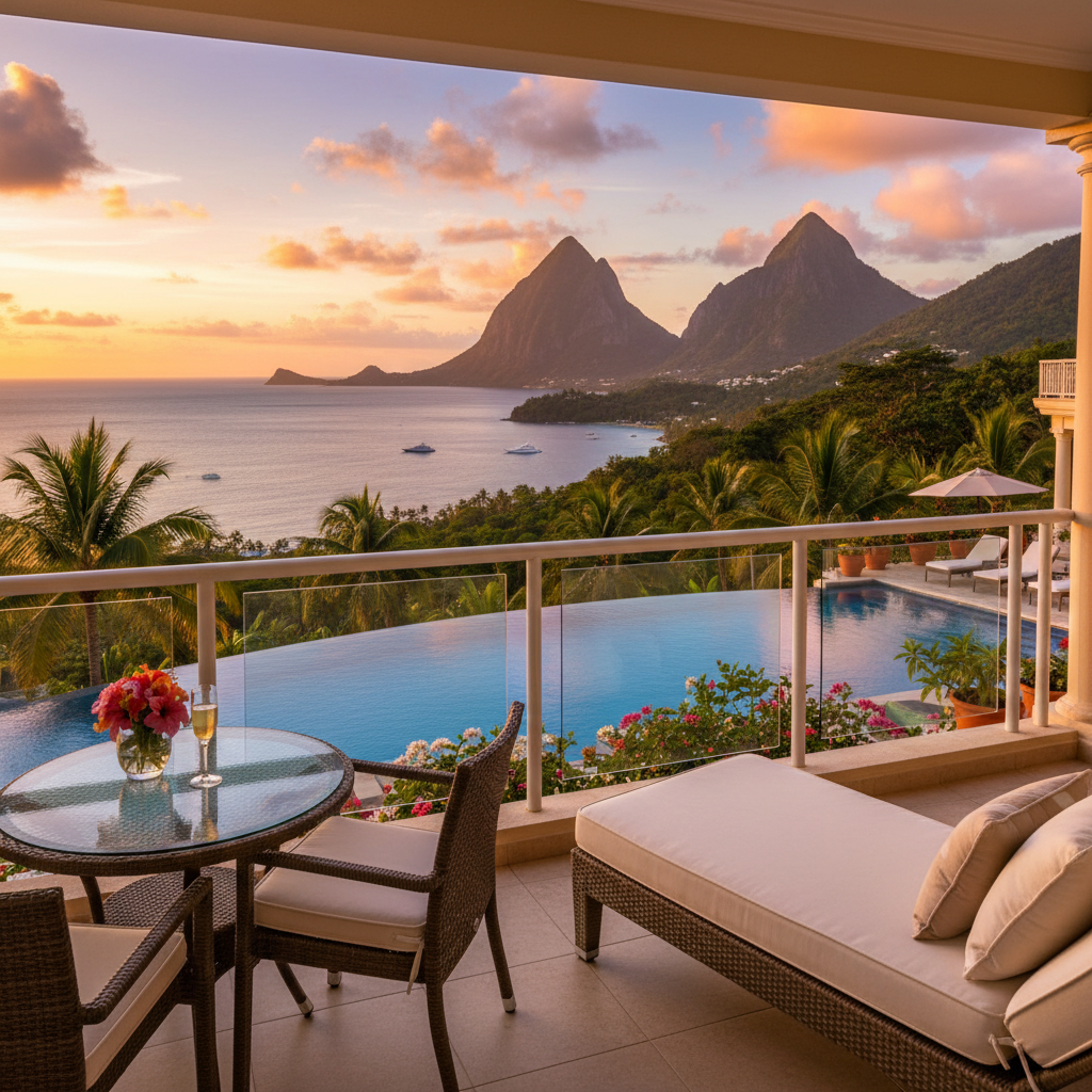 Saint Lucia luxury hotel balcony view