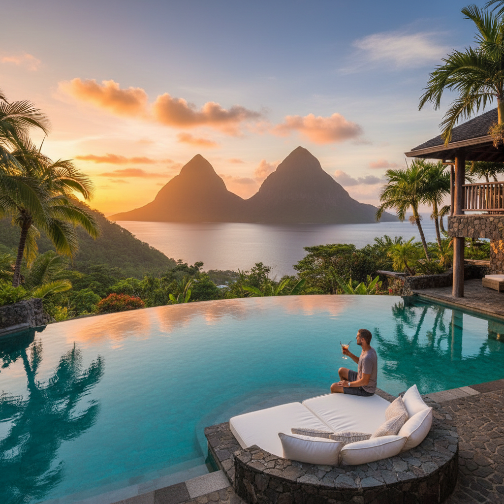 Jade Mountain Hotel Saint Lucia luxury infinity pool Pitons view