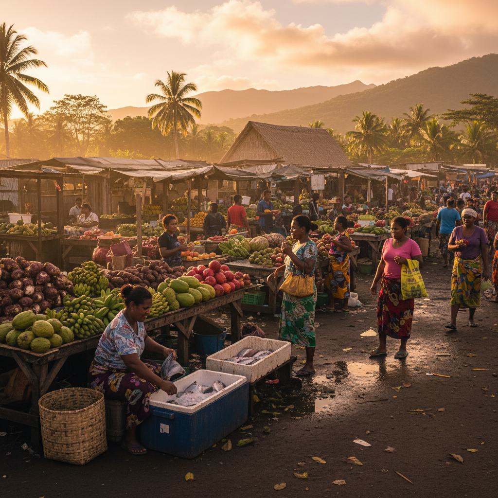 Samoa local market shopping
