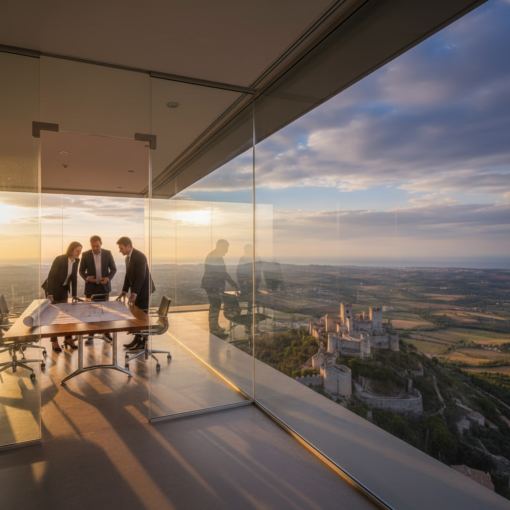 business people discussing in a modern office in San Marino, horizontal