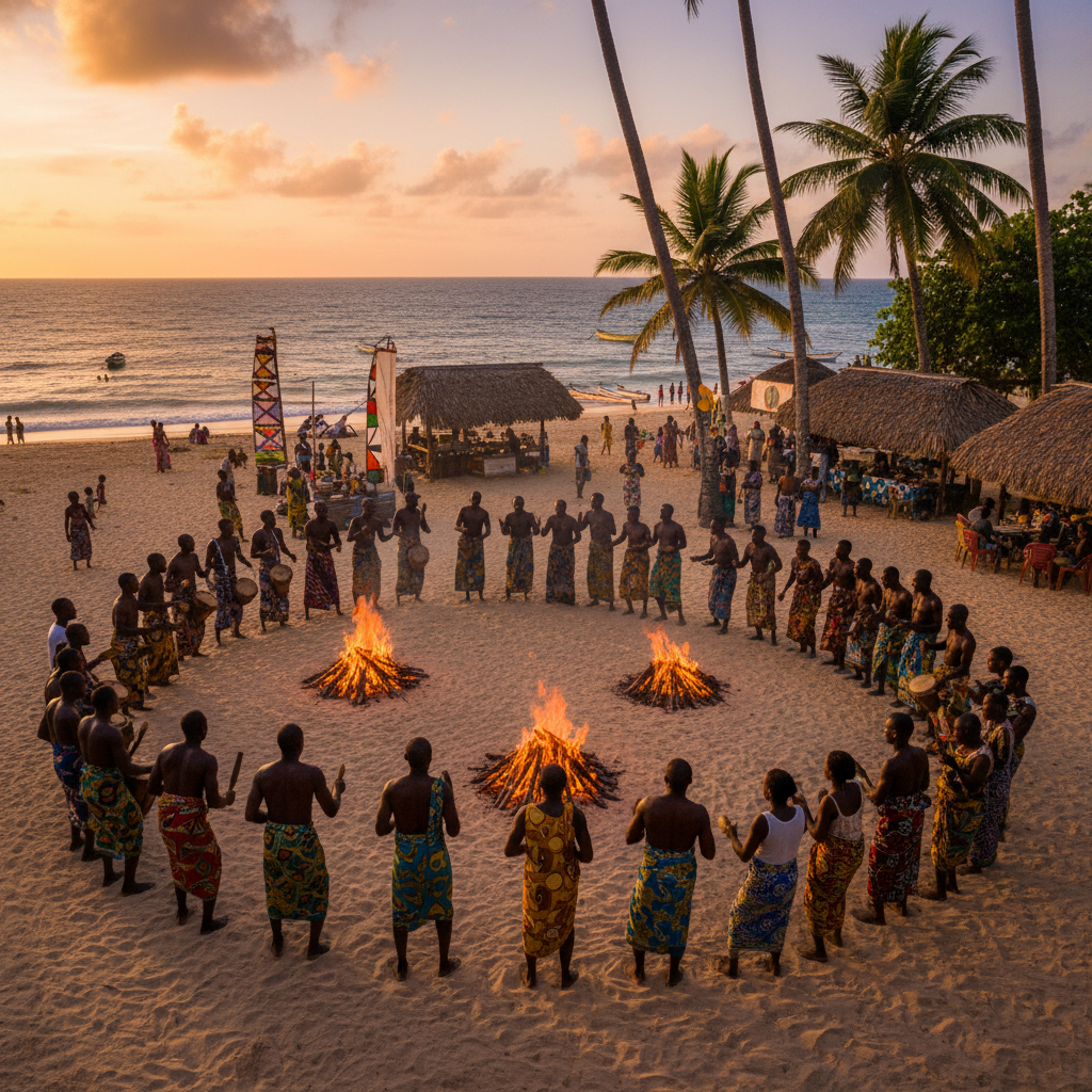 join Sao Tome and Principe community gathering, diverse people, festive, horizontal